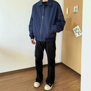 American Bomber Bomber Bomber Jacket Coat Men's Spring and Autumn High Street Fashion Brand Short cleanfit Lapel Baseball Suit