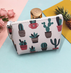 Cross-border Cactus Storage PU Coin Purse Creative Cartoon Fashion Small Bag Headset Key Coin Women's Wallet