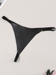 European and American sexy women's seamless thong low waist Ice Silk quick-drying sexy T pants metal ring women's thong