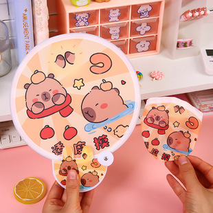 Cute Panda Folding Fan Summer Cool Small Fan Portable Round Fan Creative ins Cartoon Round Fan Wholesale