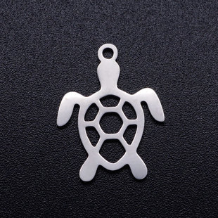 Stainless steel pendant cutting Hollow Animal turtle tag titanium steel Jewelry necklace pendant handmade DIY accessories