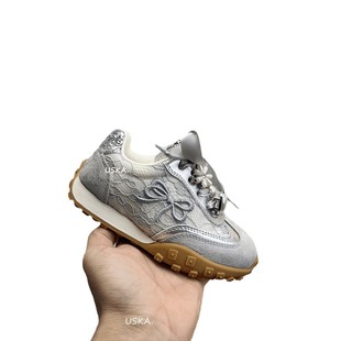 2025 spring and autumn new embroidered girls sneaker Korean girls pearl ribbon bow soft bottom non-slip fashion shoes