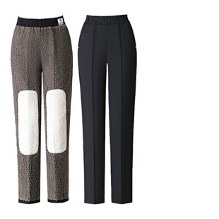 Lamb Fleece Women's Pants for Middle-aged and Elderly Winter High-waist Slim-fit Warm Straight-leg Pants fleece-lined Thickened Loose Casual Pants