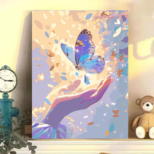 Digital Oil Painting diy Butterfly Landscape Hand-painted Cure Fill Color Painting Handmade High Color Value Decorative Painting Wholesale