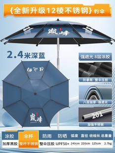 New Style Fishing Umbrella Crutches Fishing Umbrella Fishing Thickened Black Rubber Walking Stick Anti-Rainstorm Sun Protection Folding Camping Umbrella