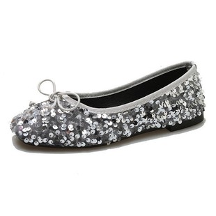 Size 35-43 Large Size Women's Shoes 41 to 43 Flats Elegant Silver Sequin Flats Gentle Evening Shoes Mother's Shoes 42