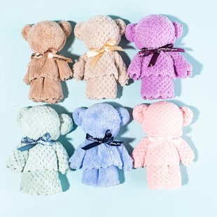 Cartoon coral velvet bear towel with hand gift birthday push small gift children's toy stall wholesale
