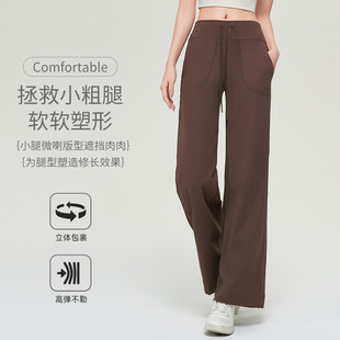 Straight Wide Leg Pants Women's Lulu Antibacterial High Waist Casual Running Sports Fitness Pants Loose Pilates Yoga Pants