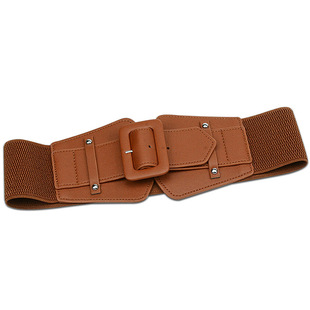European and American cross-border foreign trade in stock Women's waist seal retro autumn and winter bag buckle elastic elastic belt decoration dress