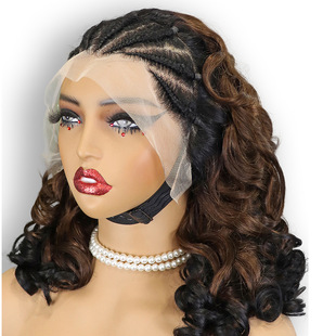Трансграничный Afro braid loose wig 13*4 lace 100% human hair передний кружевной парик