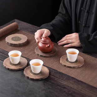 Japanese Lotus Coaster Placemat Heat Insulation Mat Heavy Bamboo Alloy Pot Holder Dry Bubble Table Tea Ceremony Tea Cup Mat Tea Set Accessories