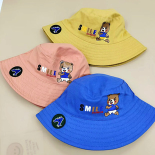 Spring baby hat cartoon printed fisherman hat boys and girls thin breathable big brim sun protection sun hat all-matching