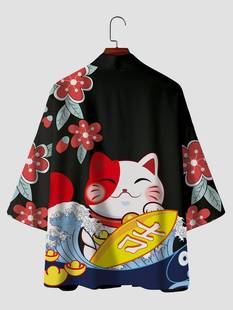 Foreign Trade Japanese Series Cartoon Series Loose Seven-point Sleeve Cardigan Feather Woven Chinese-style Niche Kimono Sunscreen Thin Coat