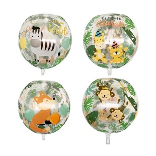 Amazon 22-inch 4d jungle animal astronaut birthday aluminum balloon children's party cartoon animal decoration Cross