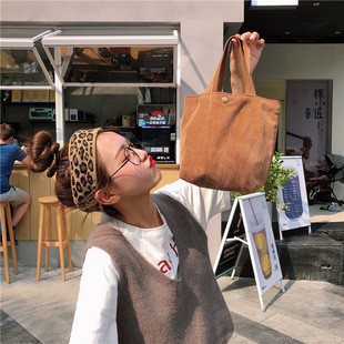 910262 Artistic Corduroy Bag Portable Mini Casual Women's Small Handbag Retro Cloth Bag Lunch Bag