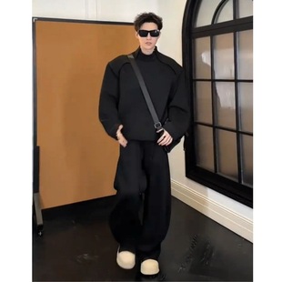 2025 Spring Design Sense Leisure Sports suit Men's Heavy High-end Sense Fashion Sweat Loose Pants Two-piece Set