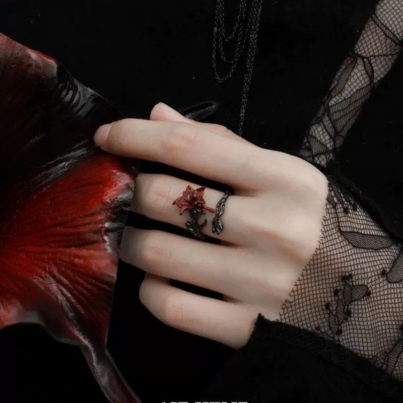 Mandala Ring, Original Niche Design, High-End Non-Fading Halloween Dark Style Open Ring