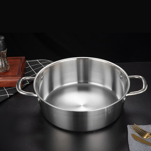 Thickened stainless steel hot pot induction cooker shabu shabu Hot Pot Pot Pot with lid Mandarin duck pot double-Ear Clear soup pot takeaway wholesale