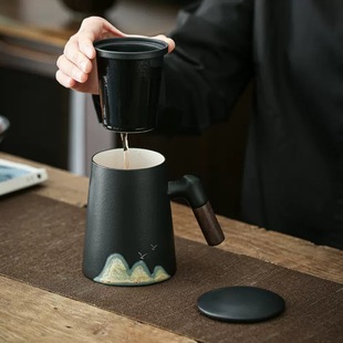 Ceramic Tea Cup Tea Separation with Lid Filter Office Home Meeting Personal Cup Gift Ceramic Large Capacity Water Cup