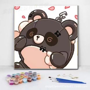 Cute Cartoon Digital Oil Painting Color Filling Casual Handmade Graffiti Birthday Gift Painted Decoration
