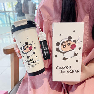 Новый стиль Crayon Shinchan кофе чашка керамический вкладыш мультфильм соломка чашка чашка двойной чай с водой разделения портативная чашка воды