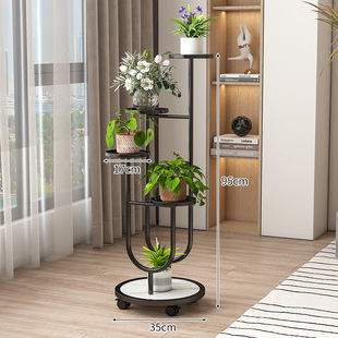 Flower Shelf Living Room Floor-standing Movable Light Luxury High-end Flower Rack Storage Rack Balcony Green Rose Multi-layer Flower Pot Rack