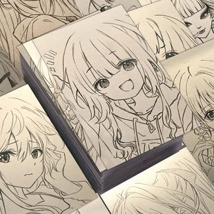 108 hand-painted line draft cartoon beautiful girl line draft atmosphere sticker waterproof sticker stick figure sketch learning