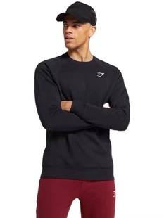 Gymshark crest slim fit crew neck thin velvet sweater men's sports fitness training spring autumn winter
