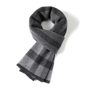 New 100% Cashmere Classy Men's Plaid Scarf Winter Versatile Warm Korean Style Scarf Gift Box for Middle-Aged and Elderly People