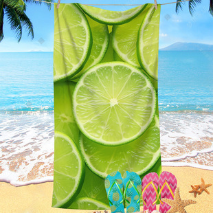 Cartoon Watermelon Seaside Absorbent Large Towel Microfiber Heat Transfer Digital Printing Striped Beach Towel Bath Towel