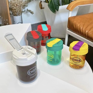 Customized New High-Looking Internet Celebrity Big Belly Cup Tons of Straw Cup Plastic Single-Layer Mini Portable Coffee Cup
