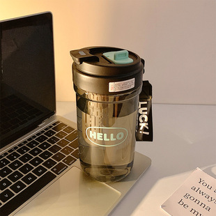 2024 new straw high temperature resistant plastic cup girls high color value portable double drinking cup summer large capacity cup