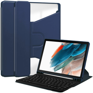 For Redmi pad SE 11 inch blue keyboard protective case 360 ° rotating bracket red rice flat leather case