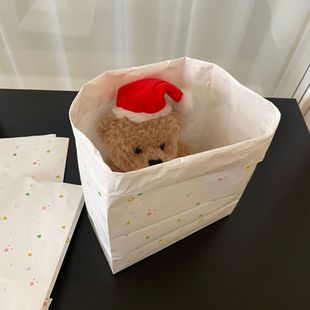 Homemade Ins Colorful Star White Kraft Paper Bag Thickened Gift Bag Socks Underwear Food Packaging Bag Storage