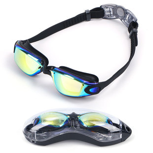 Cross-border for boys and girls colorful electroplated anti-fog goggles comfortable watertight goggles adjustable glasses with glasses
