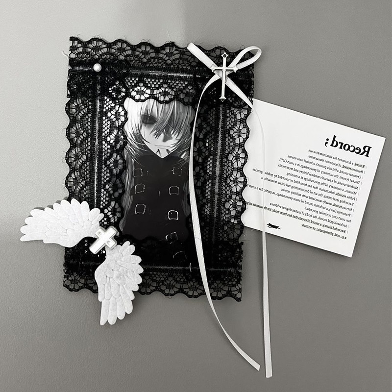 Finished Angel Wings Original Handmade DIY Goo Card Set Lace Hollow Lace Secondary Lolita Card Set
