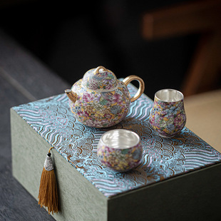 Yifang tea talk 999 silver Wanhua one pot two cups tea set suit household tea gift with hand gift business gift set