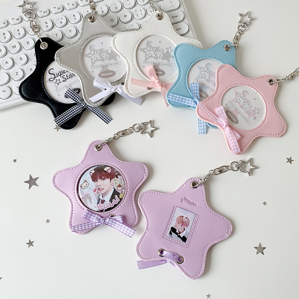 Ballet-Style Pu Star Card Holder for Anime Fan Badge Display and Storage Pouch Pendant