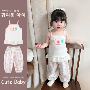 2025 Summer Girl's Cartoon Anti-mosquito Pants Casual All-match Outer Wear Pants 5221 Baby's New Pants Pajama Pants