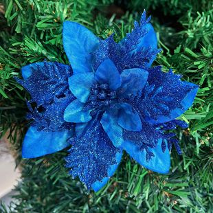 Cross-border new simulation flower Christmas holiday gold powder Christmas wreath accessories Christmas tree decoration three-layer Christmas flowers