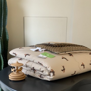 South Korea Goose Double-Person Pacifying Doudou Spring and Autumn Quilt Machine Washable Pure Cotton Warm Quilt Core Retro Floral Thickened Quilt