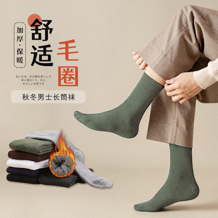 Terry socks men's stockings autumn and winter fleece-lined thick Terry socks sweat-absorbent breathable casual business stockings men's socks
