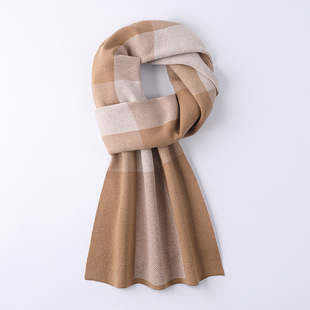 Hengyuanxiang Men's Wool Scarf Men's Winter High-end Korean Style All-match Plaid Thick 2024 New Style Boyfriend Gift