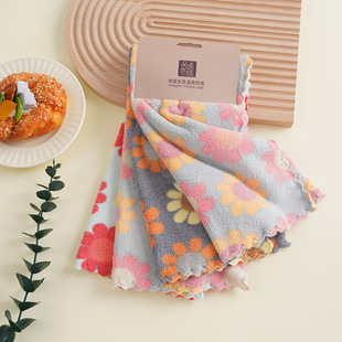 Cross-border coral fleece multifunctional absorbent square towel printed cleaning towel household handkerchief lazy artifact a generation of hair