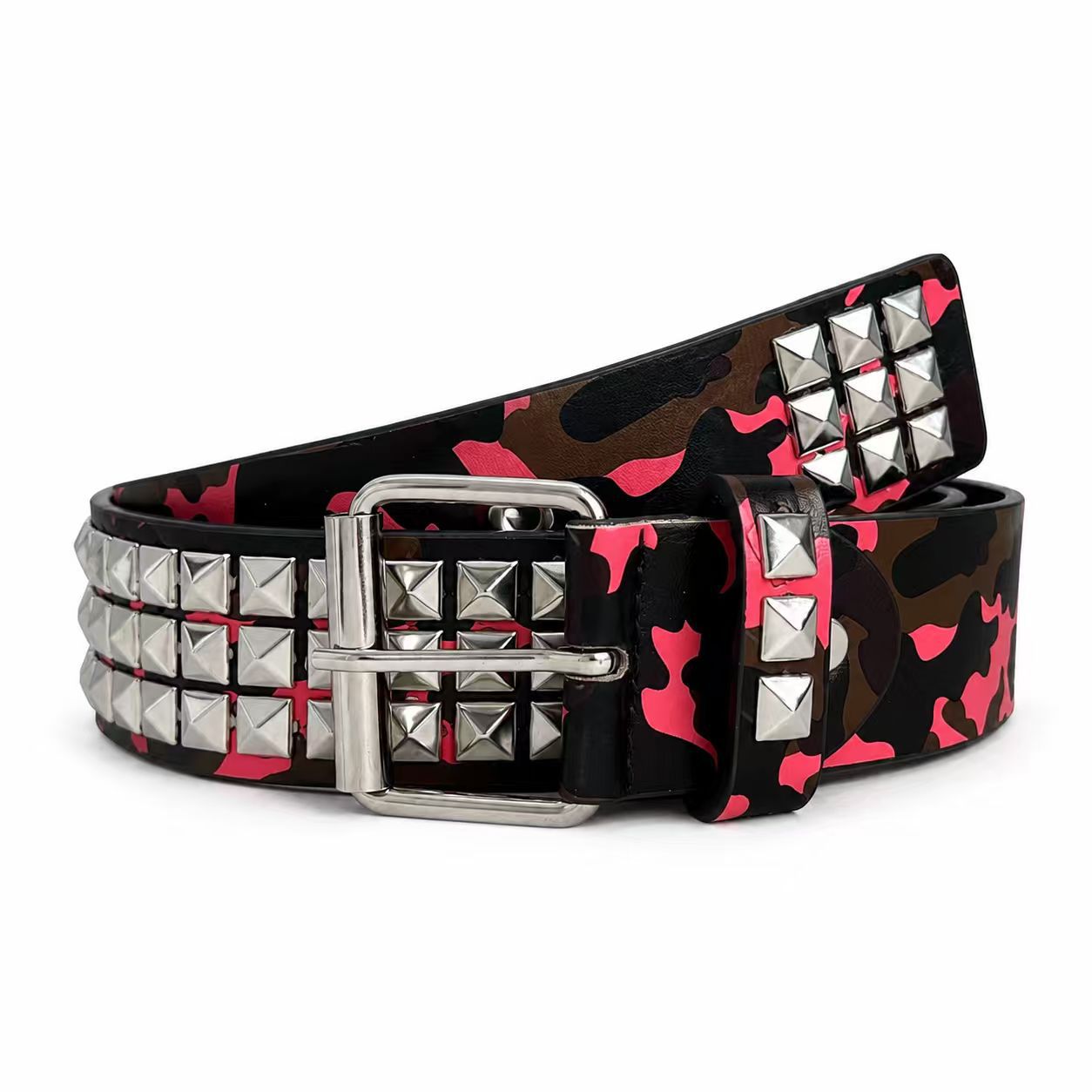 Factory Source Belt Subculture Punk Hip-Hop Rock Eyelet Decoration Camouflage Belt Street Rivet Belt