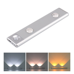 Smart human body usb charging automatic induction lamp hill night light two-color LED magnetic battery wardrobe cabinet light