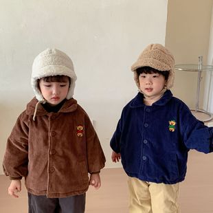 Children's Cotton Coat fleece-lined Thickened Corduroy Boys' Cotton Coat Girls' Winter Cotton Coat 2023 New Baby Coat