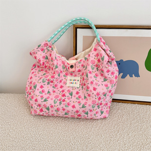 44181 Cartoon Embossed Bunny Handbag Women's Handbag Single Shoulder Canvas Bag Work Bag Shopping Bag Shopping Bag