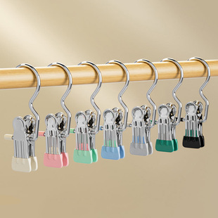 Stainless steel hook Clip 3-word clip plastic dipping seamless household storage drying hat clip sample clip silk scarf scarf clip