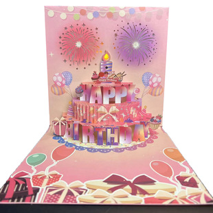 Cross-border new creative birthday three-dimensional greeting card high sense with light blowing birthday blessing 3d three-dimensional greeting card